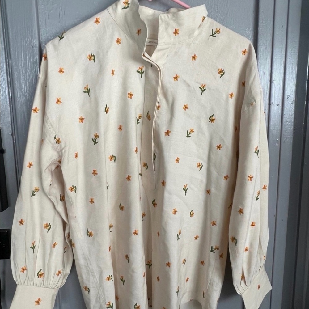 Floral Cream embroidered women’s Shirt